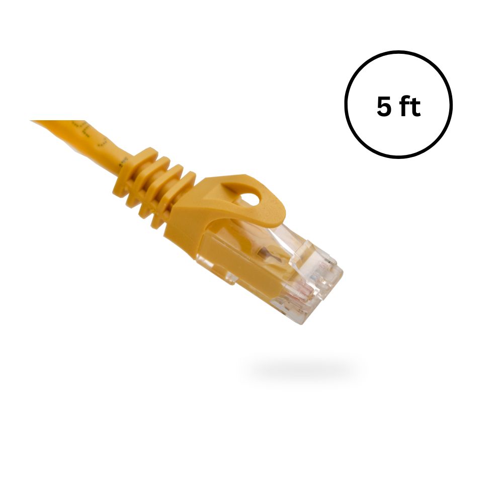 CAT6 5ft Bare Copper Patch Cable with Boot and Protector 10 Pack, Yellow